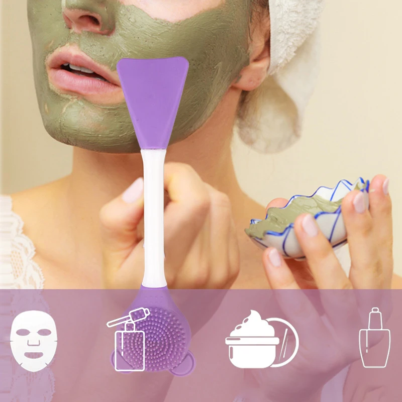 2 In 1 Siliconen Mee-eter Gezichtsreiniging & Masker Borstel Spatel Diepe Reiniging Peeling Scrub Porie Gezichtsverzorging Gereedschap