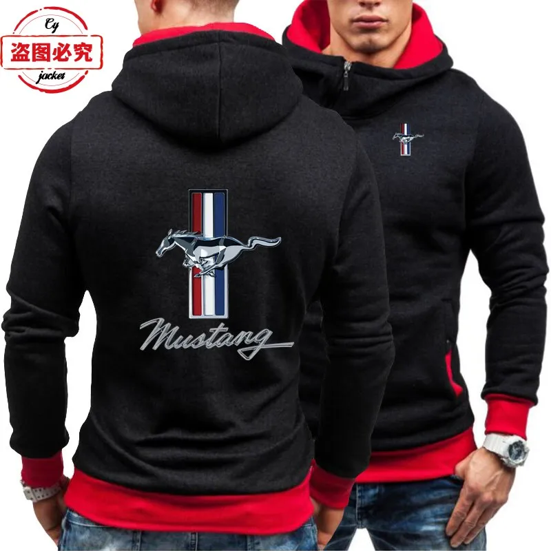 Ford Mustang Racing Logo Printed Men\'s Fashion Top Jacket Casual Hooded Sweater Group Wear Sweatshirt