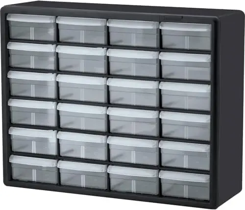 

Akro-Mils 24-Drawer Storage Cabinet - Black, 20" W x 6" D x 16" H