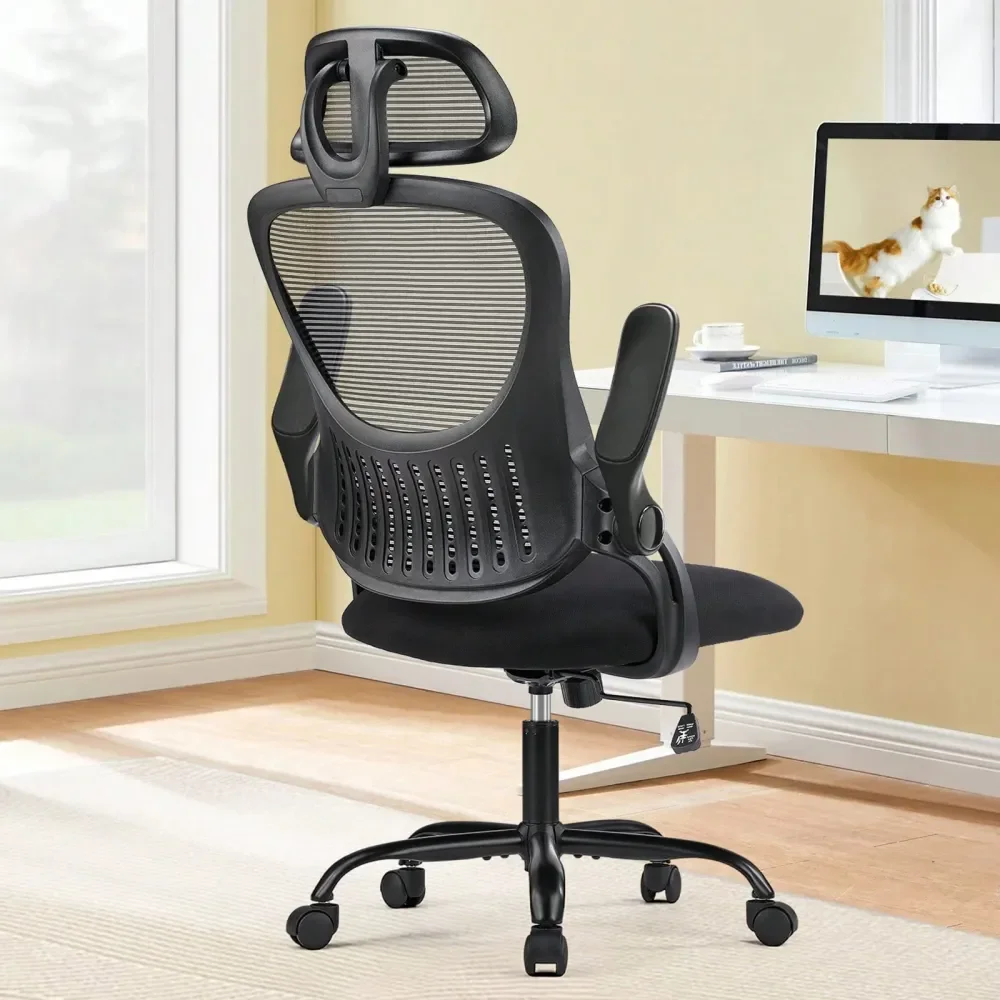 Home Office Desk Chair, Ergonomic HighBack Mesh Rolling Work Computer Chairs With Wheels And Adjustable Headrests, Comfortable L
