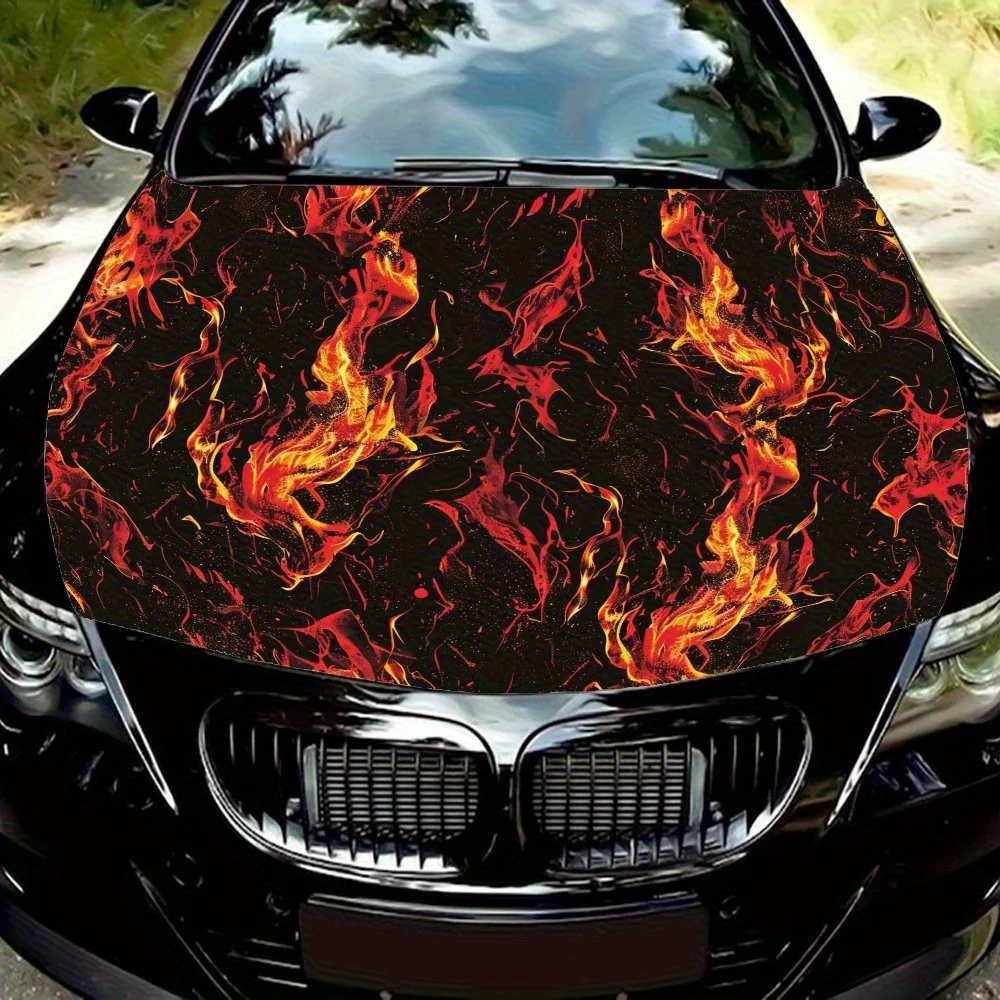 

Red Flames Car Hood Wrap - Fit, Durable Paper Decal For Cars & Trucks, Car Bonnet Sticker|Weatherresistant Wrap,Self-adhesive，Wa
