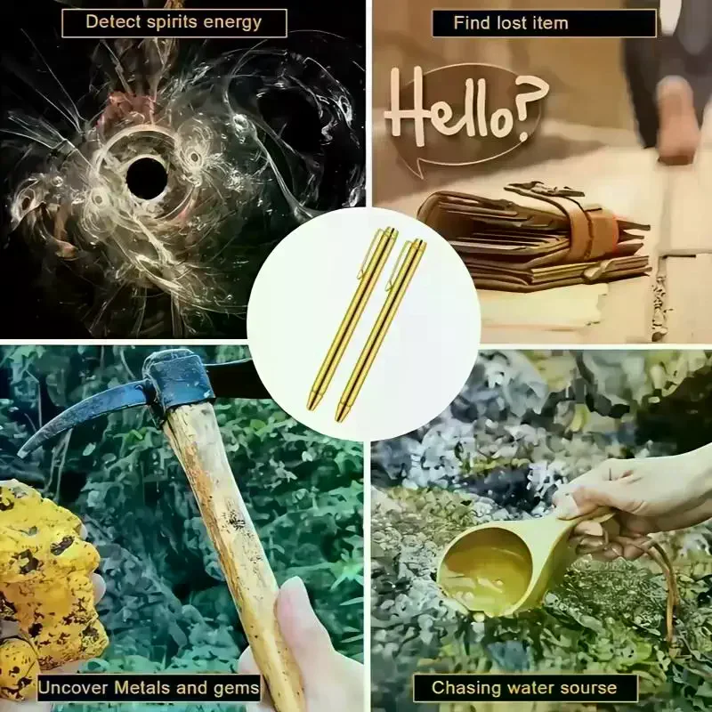 Brass Stainless Steel Dowsing Rods: Upgraded Flexible Rotation Tool Detect Golden Water