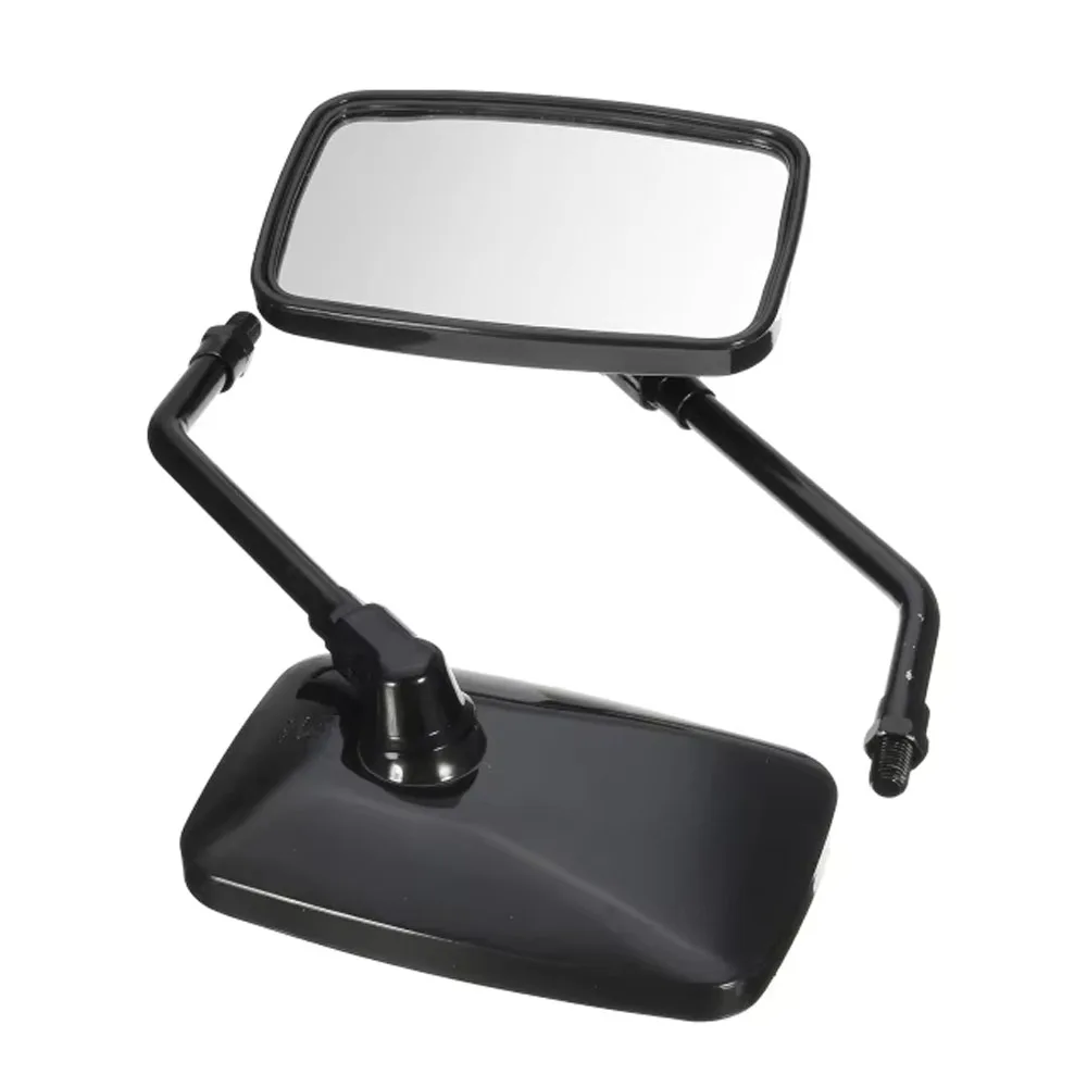 Pair Universal 10mm Rectangle Motorcycle Rearview Mirrors Clear Glass Mirror Black For Honda Shadow VT750 VT1100 VF750