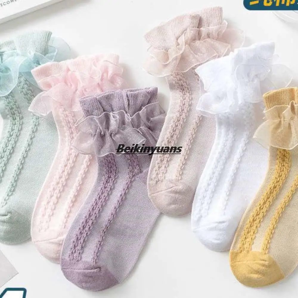 Girls double lace sokken contain cotton socks summer thin section children jump dance sock Toddler princess baby white socks