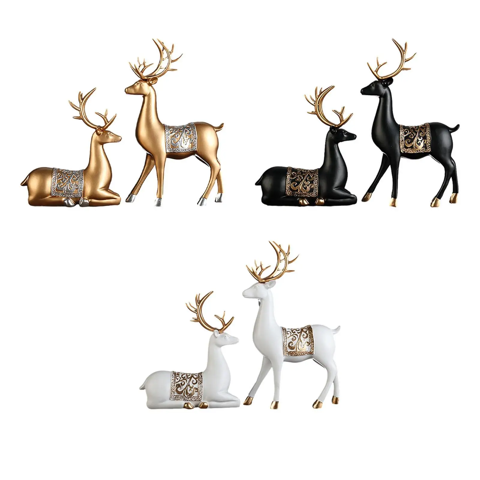 2Pcs Deer Statue Knack Couple Gift Deer Ornament for House Desktop Indoor