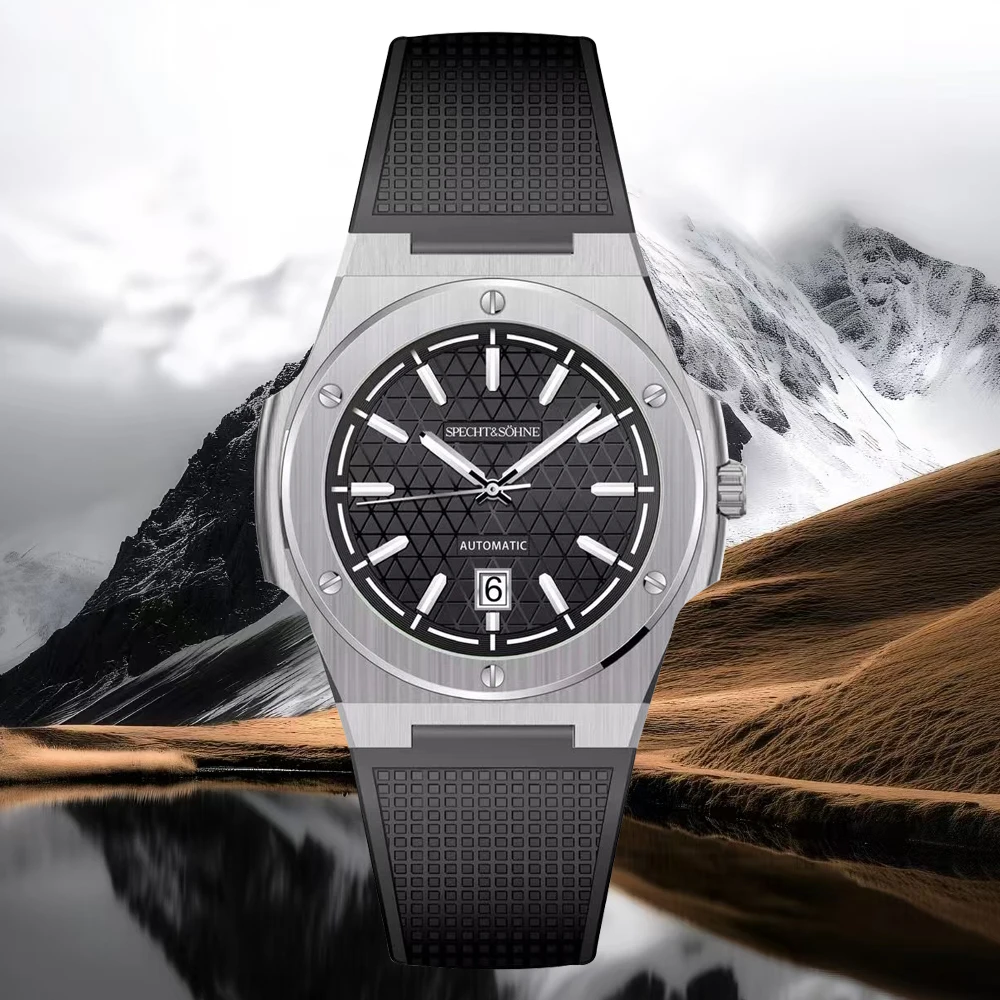 Neuheiten Specht&Sohne Uhr 37MM Japan NH35 Automatische Mechanische Uhren Für Männer Braun Farbe Edelstahl Reloj Hombre