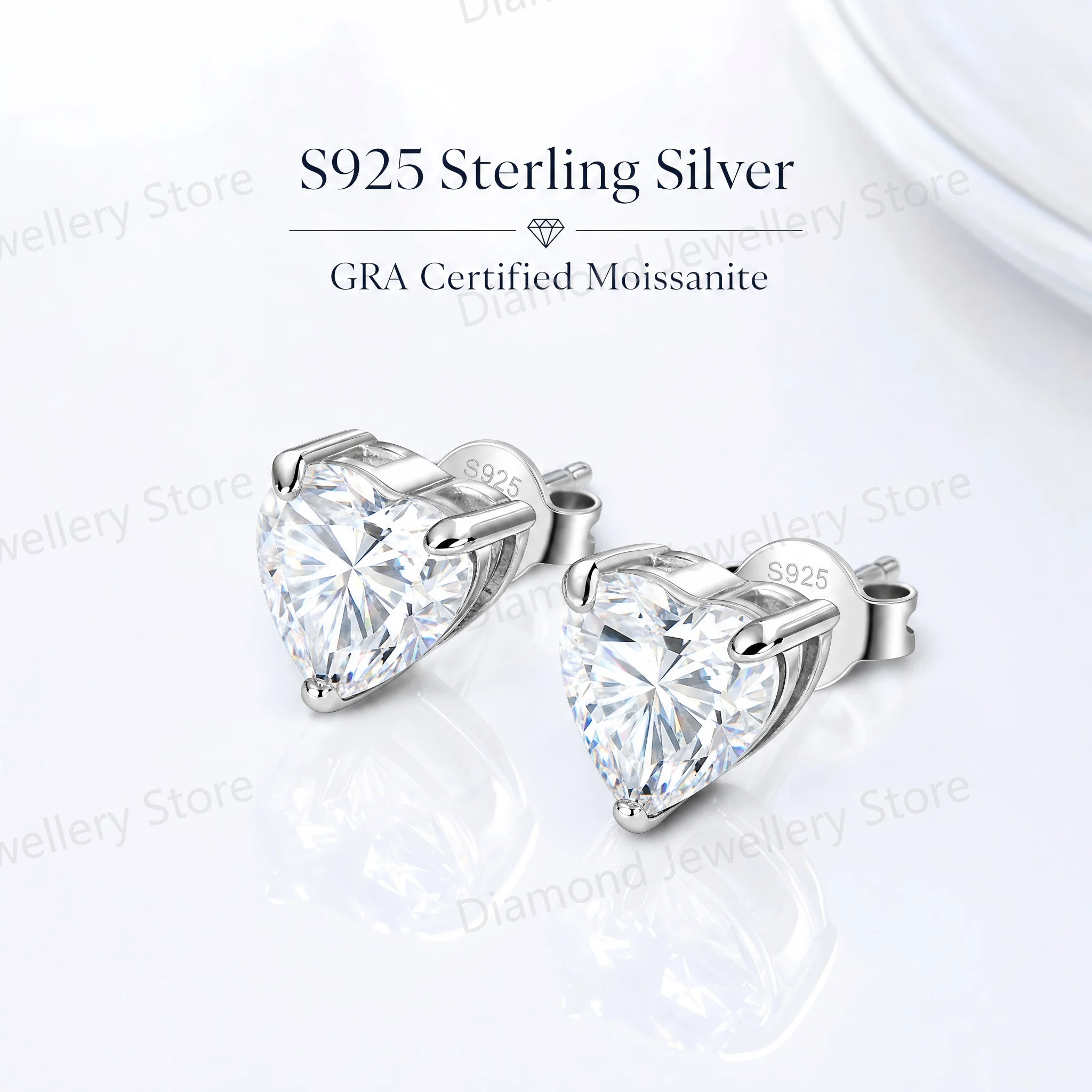 

Luxury Certified 0.5-2ct heart-shaped cut moissanite earrings D color VVS1 S925 Silver women's Party Jewelry Gifts Anni