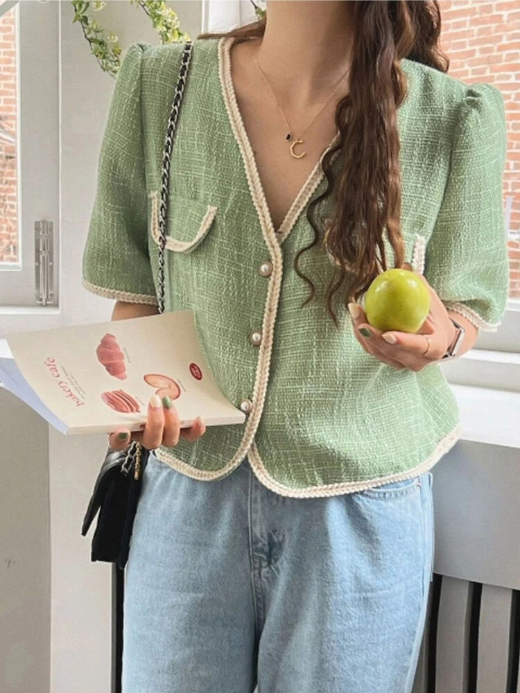 

Женское шерстяное пальто свободного кроя на раннюю весну, модное, для повседневной носки, с V-образным вырезом, на пуговицах, маленький размер