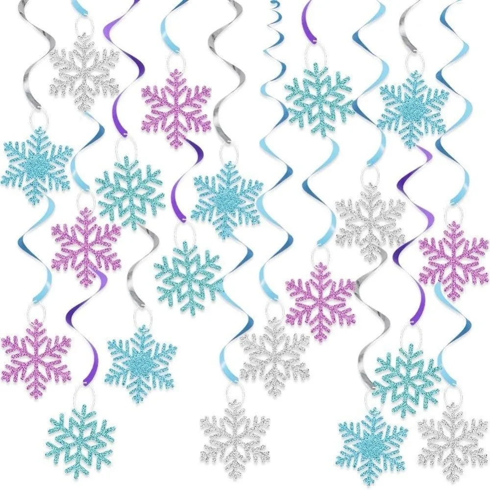 8pcs Ceiling Streamers Christmas Snowflake Streamers Snowflake Vortex Snowflake Snowflake Hanging Ornament Swirl
