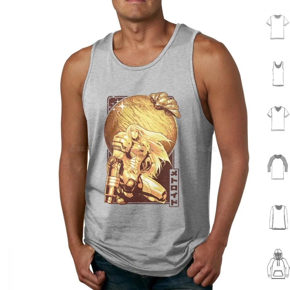 Interstellar Bounty Hunter Remastered Tank Tops Vest Sleeveless Metroid Samus Samus Aran Aran Gaming Super Metroid Retro Snes
