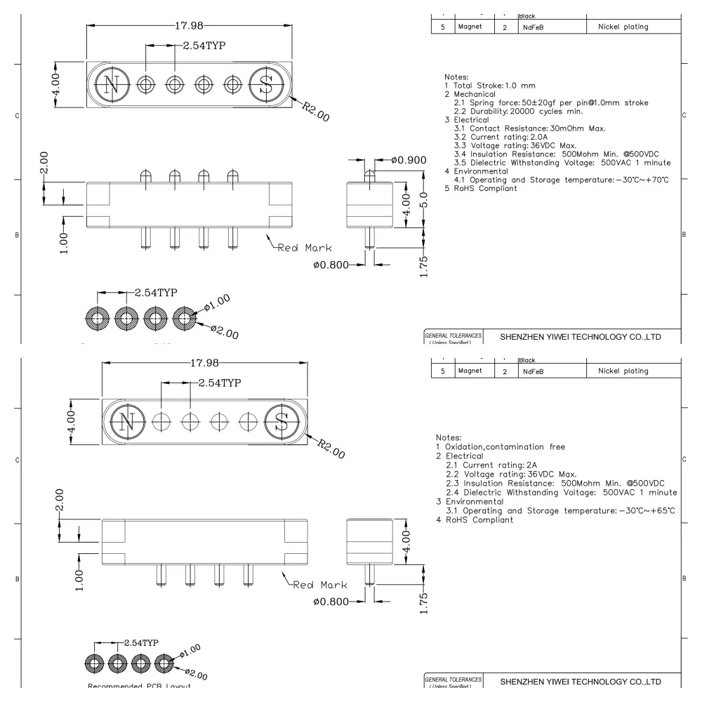 2A DC Magnetischer Pogo-Pin-Steckverbinder 2-9-polig, Pogopin Stecker und Buchse, Abstand 2,5/2,80mm, federbelastete DC-Strombuchse – Detail 19