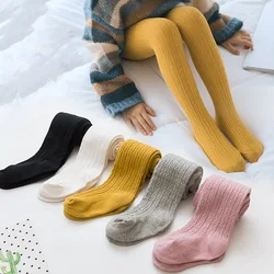 0-8Y Autumn Winter Toddler Baby Girls Tights Pants Solid Knitted Warm Kids Pantyhose Dance Clothes