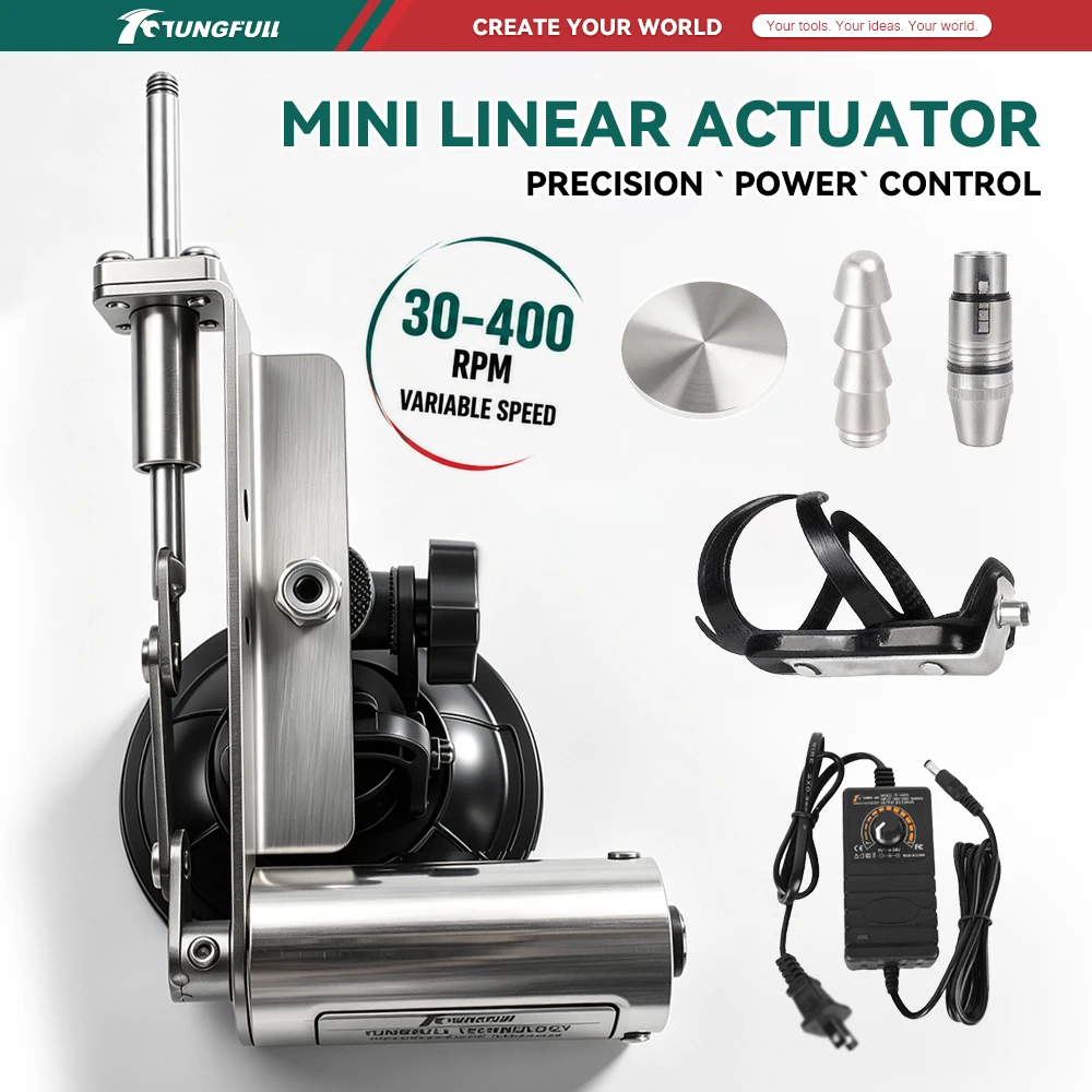 39mm Mini Linear Actuator Electric Reciprocating Telescopic Linear Motor 30‑400RPM Variable Speed For DIY Project Industrial Use