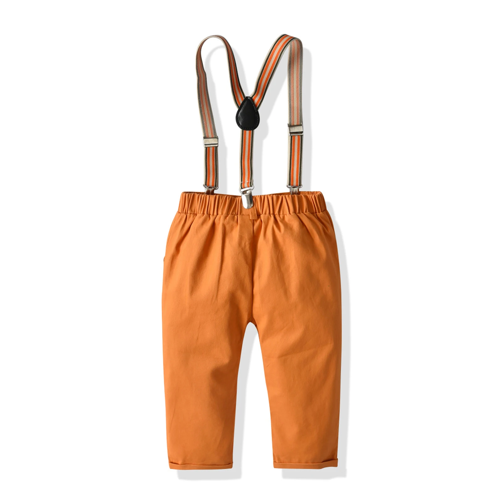 

Toddler Boys Rompers Gentlemen Solid Color Pants Elastic Waist Long Pants With Detachable Y-back Suspenders Pants autumn costume