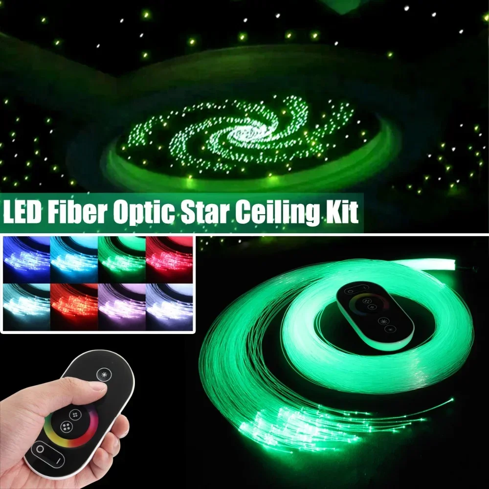 Car use DC12V 6W RGB LED Fiber Optic Star Ceiling Kit Light 150pcs 0.75m 2m