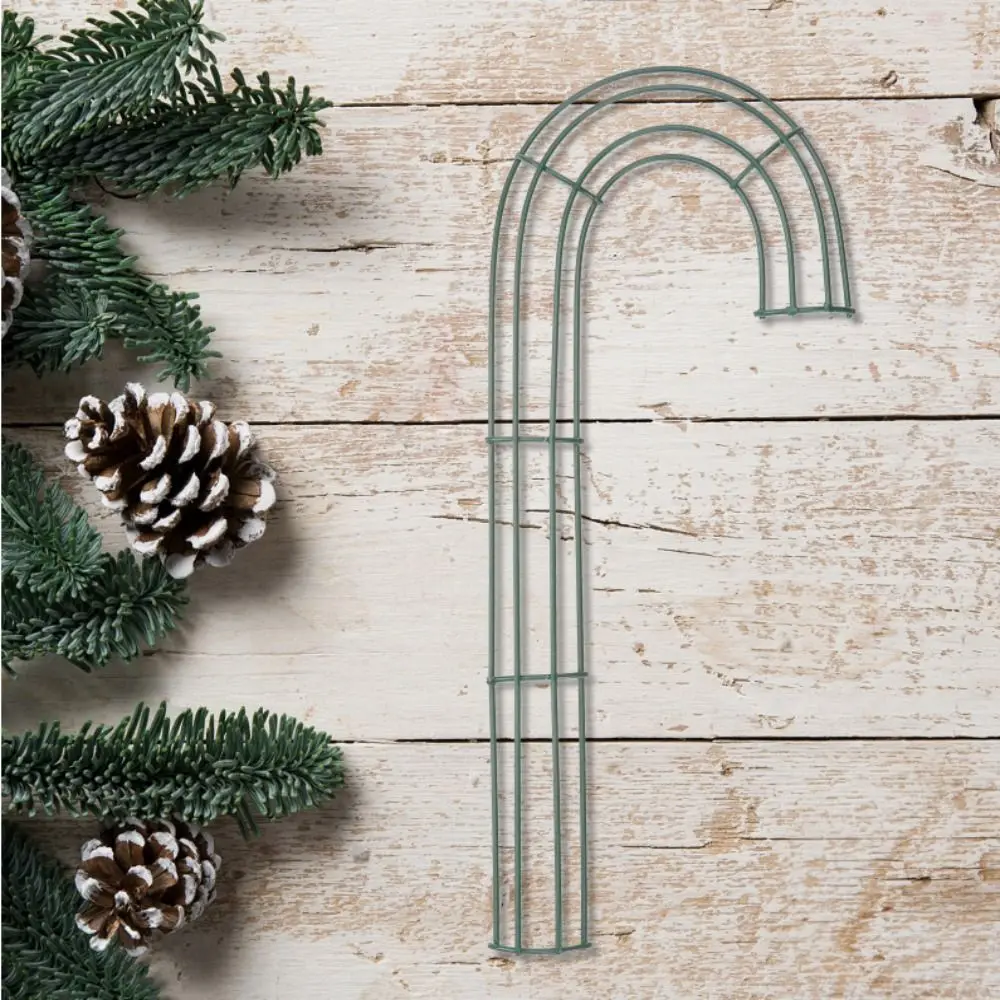 

Stable Metal Candy Cane Metal Wreath Hollow Rust-proof J Shaped Wreath Frames Wire Valentines Party