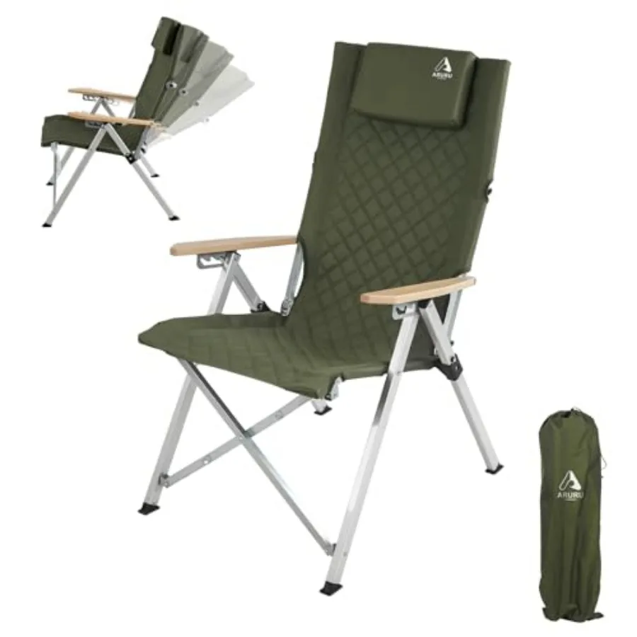

Aluminum Reclining Camping Chair Heavy Duty Folding Lawn Chairs with 4-Stage Adjustable High Back for Adults Compact Foldable O