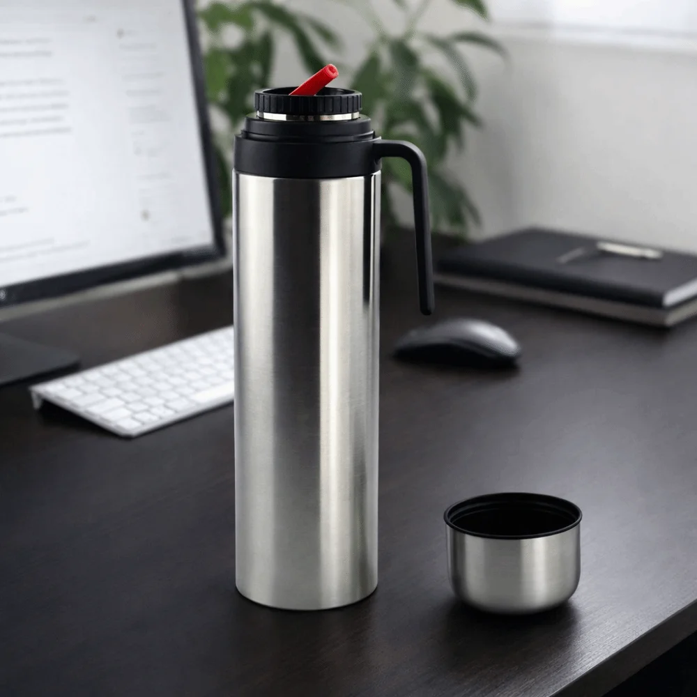 1000 ML Yerba Mate Thermos Bottle Double Wall Straw Design Vacuum Flask Stainless Steel Large Capacity Thermal Cup Outdoor