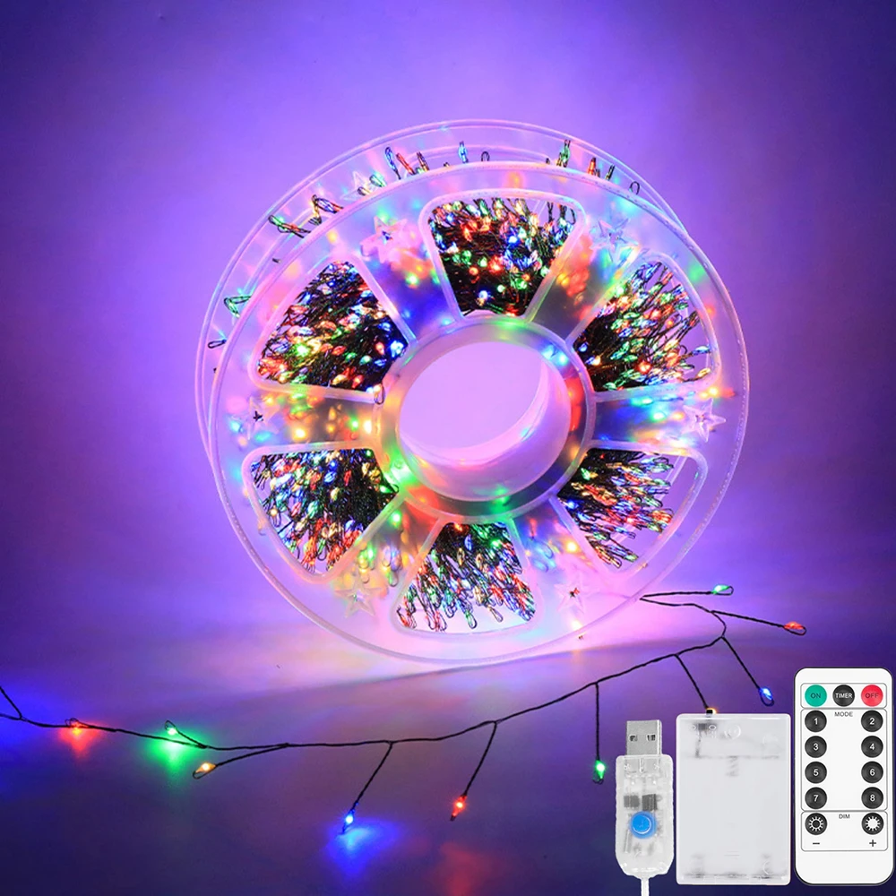 

LED Firecracker Weaving Fairy Light 1.5m 3m 9m 5V DC USB Battery Powered 13key Remote Control for Wedding Christmas Home Decor