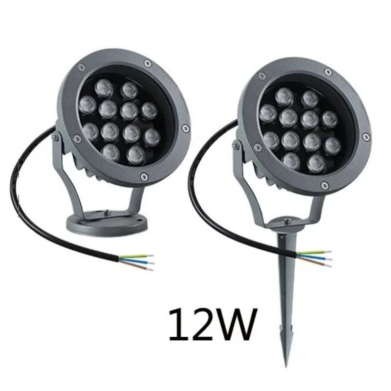 2Pcs IP65 Waterproof Outdoor Lawn Spike Light 6-24W Multi Voltage AC85-265V DC12V/24V Garden Pathway Landscape Spotlight