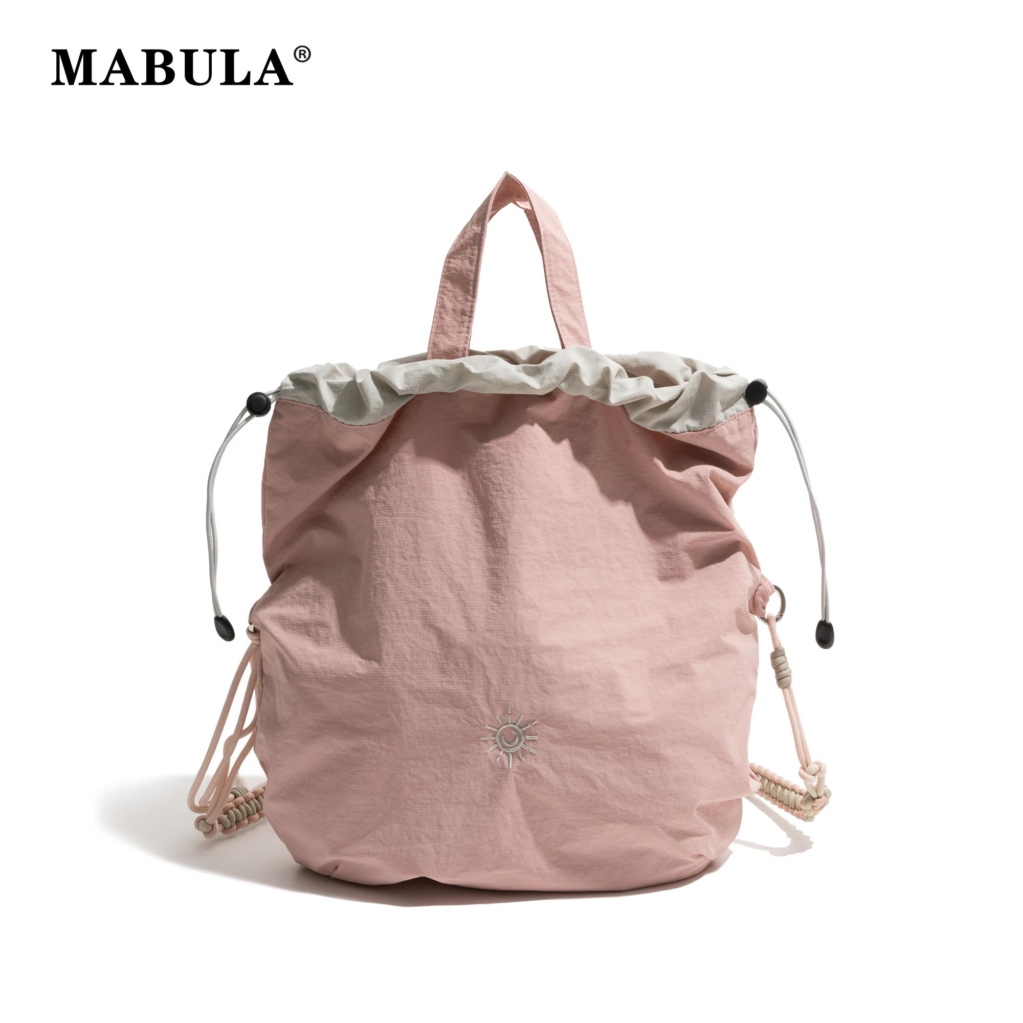 MABULA Damen-Tragetasche aus Nylon, Sommer, Reisen, leichte Handtasche, faltbar, Kordelzug, Umhängetasche, kompakte Einkaufstasche, Pendeln
