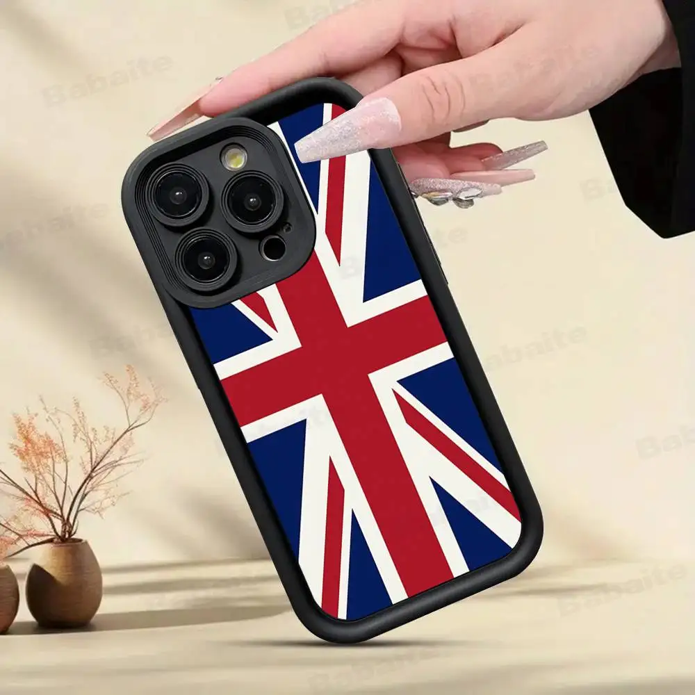 England British Uk Flag For IPhone 17 Pro Max 16 15 14 13 12 11 Plus Black Soft Phone Cover