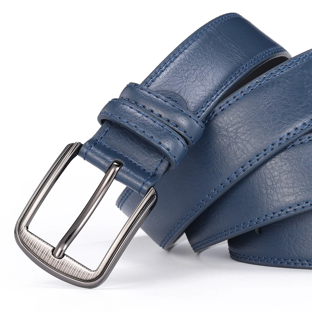 Herren-Gürtel aus Rindsleder mit Dornschließe, Modischer Vielseitiger Gürtel, Reiner Ledergürtel mit Löchern, Neu in Mehreren Farben: Rot, Blau, Schwarz, Braun, Gelb – Detail 18
