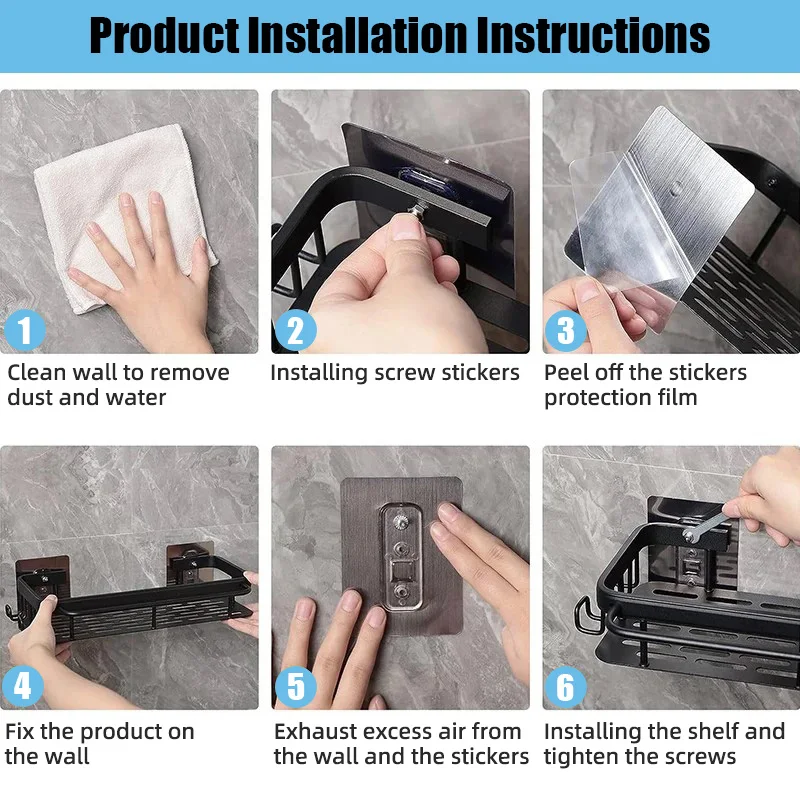 Bathroom Shelf Makeup Storage Organizer Aluminum Alloy Shampoo Rack Shower Shelf Bathroom Accessories No Drill Wall Shelf image 6