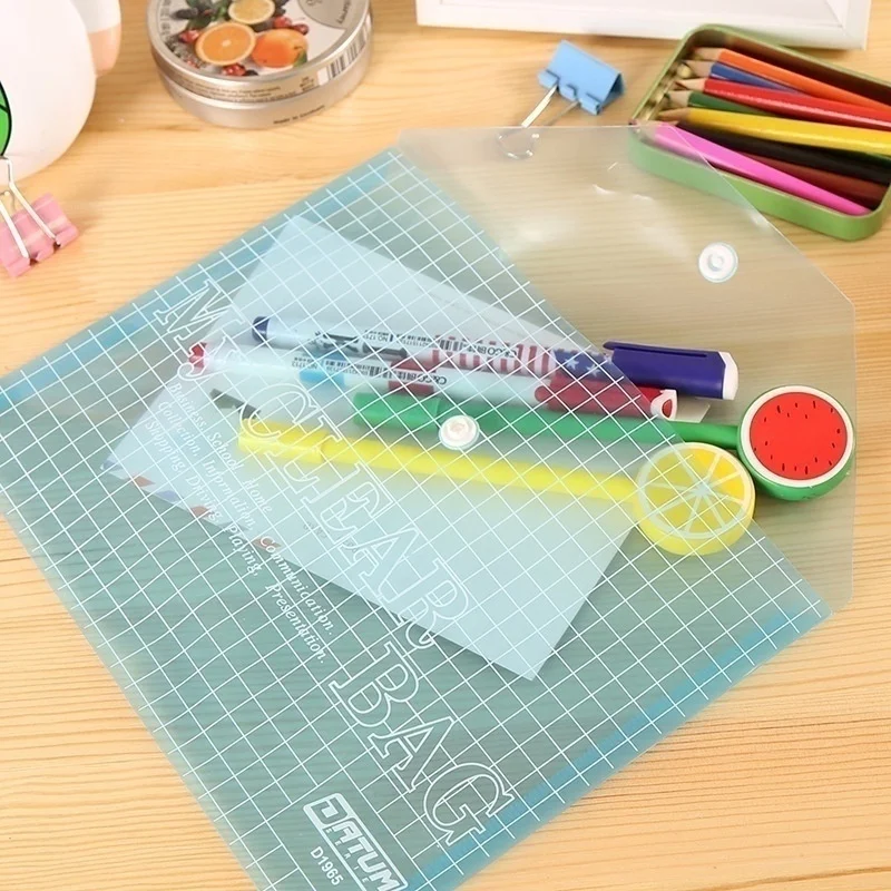 2PCS A4 Format Color File Holder Thicken Button Clear Bag Archives Student School Supplie Office Stationery Folder Organizer