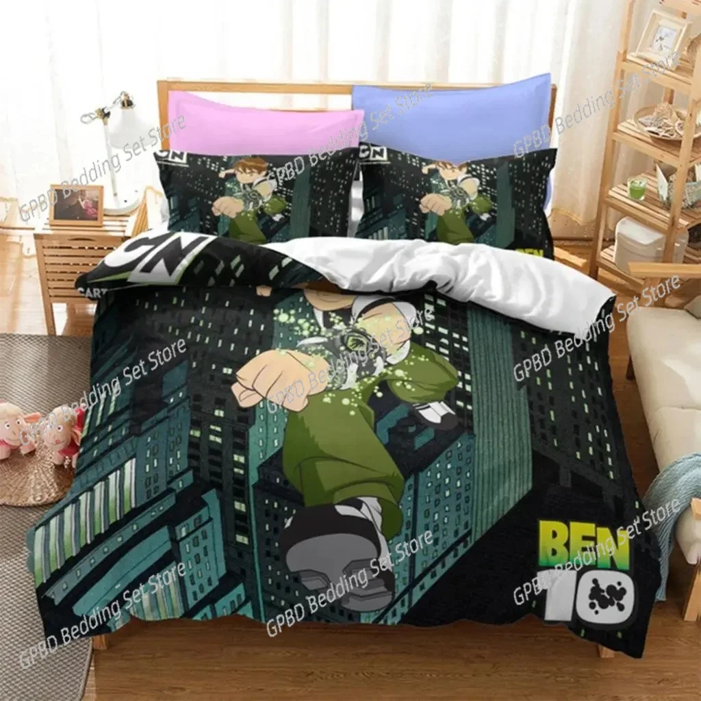 3D Ben Alien Force 10 Teenage Hacker Bedding Set Double Twin King Duvet Cover Comforter Pillowcase Boys Girls Adults Bedroom