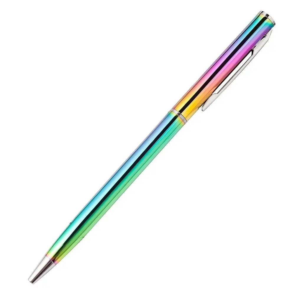 Rainbow Colorful Color Office Supplies Stainless Steel Rotating Rod Advertising Pens Ballpoint Pen Ballpen Student Stationery