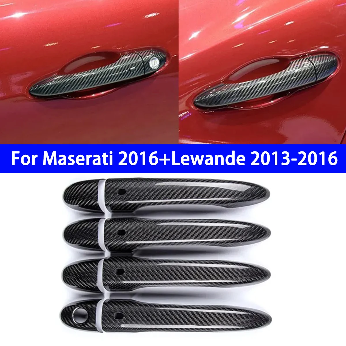 Suitable for Maserati 2016+Lewande 2013-2016 Ghibli&CEO Dry Carbon Fiber Exterior Door Handle Sticker