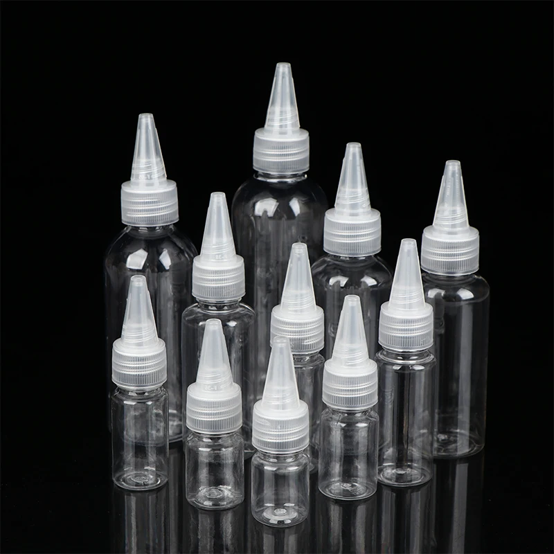 3-100 ml transparante hervulbare druppelflessen plastic knijpcontainers met mondstuk en dop voor opslag van tattoo-pigment en inkt