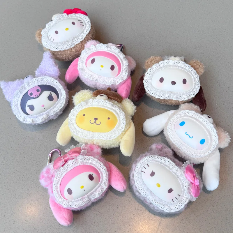 

Плюшевая кукла-брелок Sanrio Hello Kitty Pom Pom Purin из серии Lace Bear с виниловым лицом, подвеска для рюкзака, парный кулон, подарок