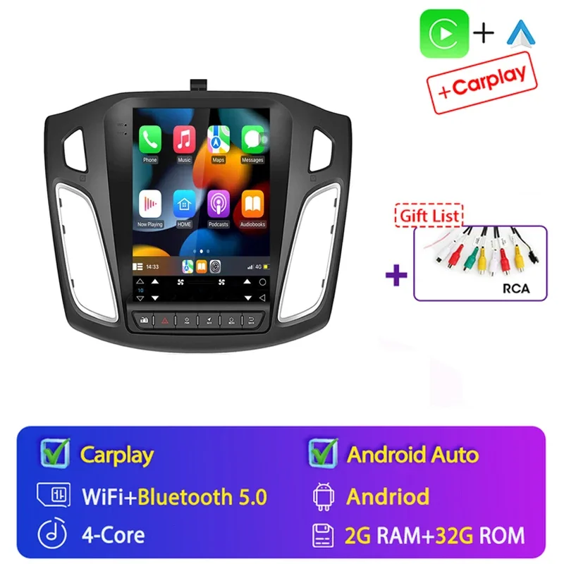 4G + WIFI Android 15 Stereo Voor Ford Focus 3 MK 3 2011-2017 2018 Auto Radio Multimedia Speler GPS 2din Carplay Auto DVD WIFI