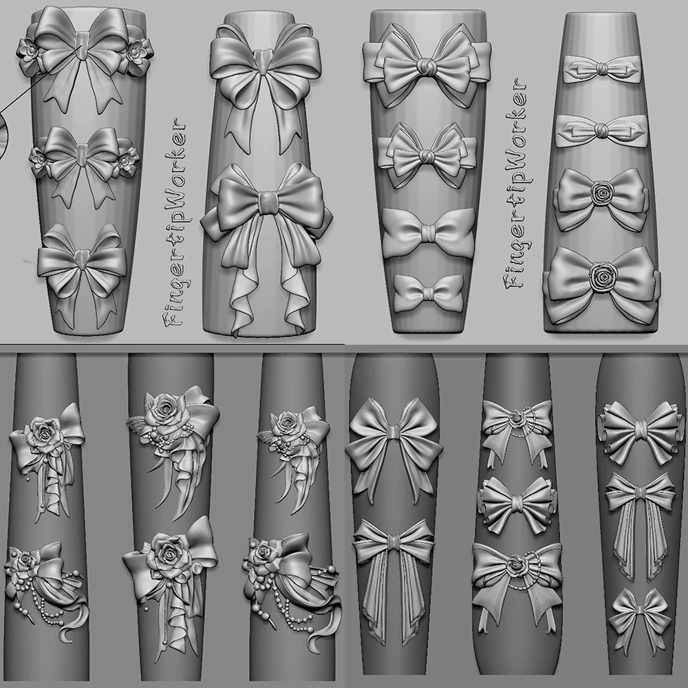 

Butterfly Knot Series 3D Acrylic Nail Art Decorations Mold Windbell Bouquet Rose Silk Bowknot Diy Silicone Design Nails Mold