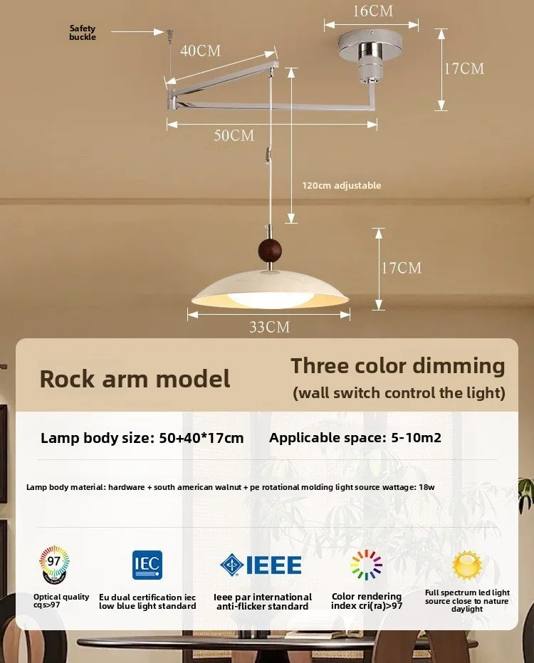 UFO-vormige schommelarmrestaurant, driekoppige kroonluchter, grote bar, design minimalistische stijl, hanglamp voor studeerkamer