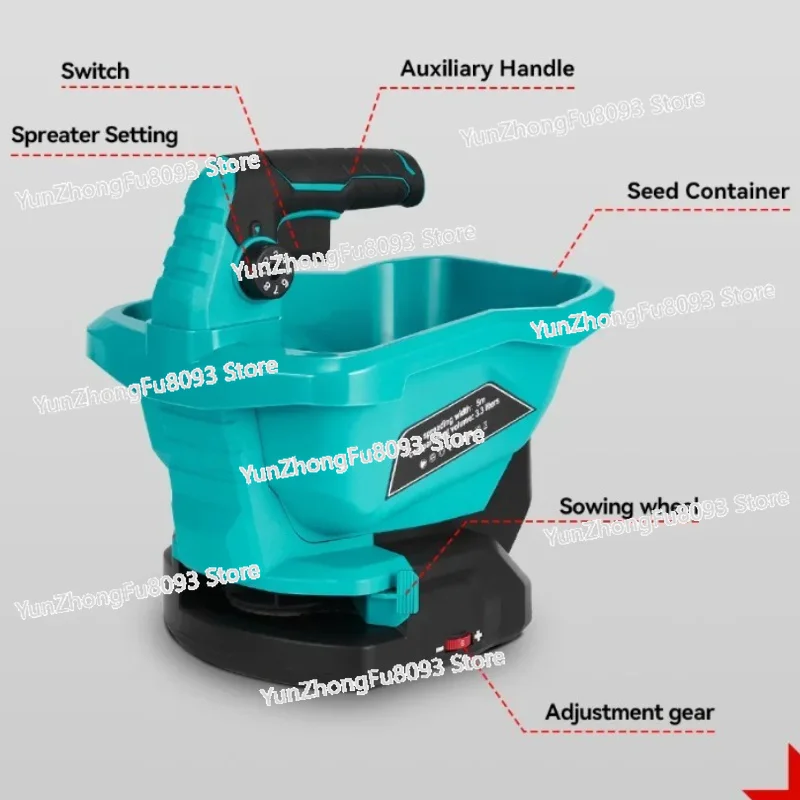 Handheld 6 Gears Electric Automatic Fertilizer Spreader Grass Seed Seeder Vegetable Garden Agricultural Power Tools