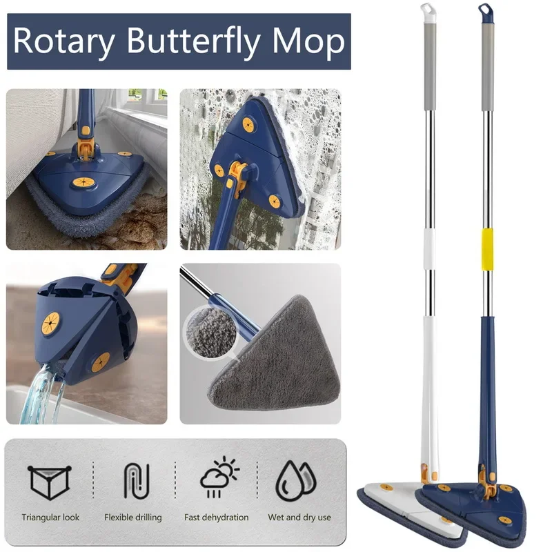 Adjustable Mop 360 Ceiling Dusting Spin Mop Easy To Drain Floor Mop Mops Floor Cleaning Window Glass Toilet Bathrrom Cleaning