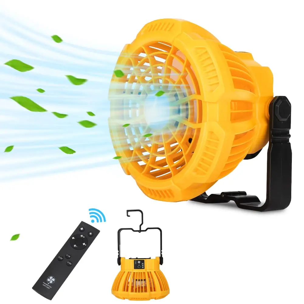 Rechargeable Camping Fan Portable Cordless Fan for Dewalt 20V Batteries with Remote Control Ideal for Maintenance and Job Sites
