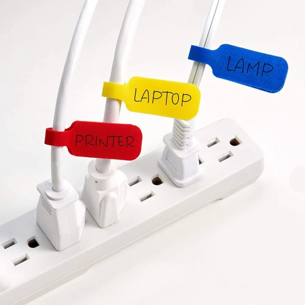 24 Stück wasserdichte, selbstklebende Kabeletiketten, Nylon, Regenbogenfarben, Desktop-Kabel-Organizer, wiederverwendbar, langlebig, Kabeletiketten