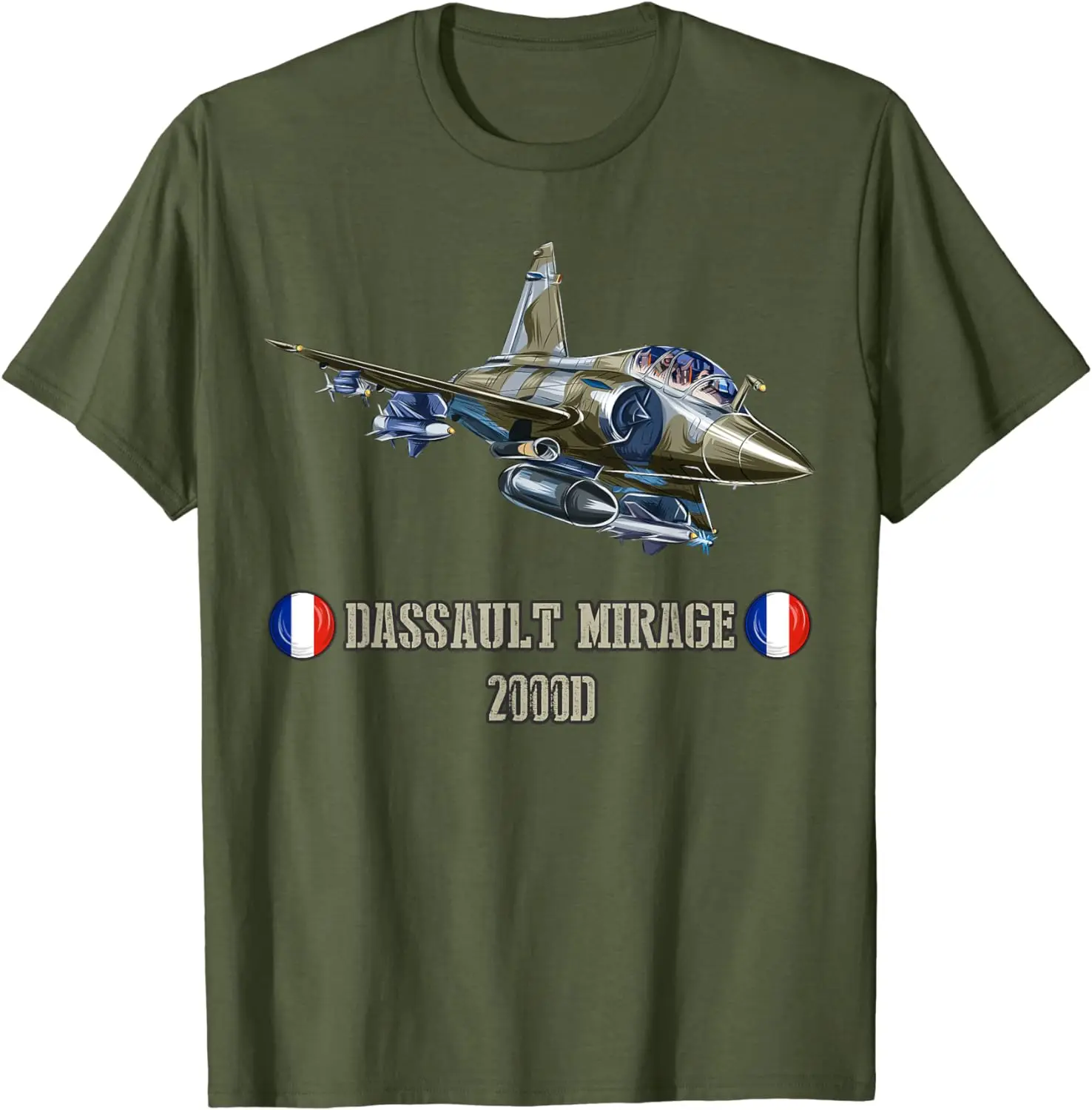 France Military Jet Fighter Dassault Mirage 2000D Men T-Shirt Short Sleeve Casual 100% Cotton TShirt