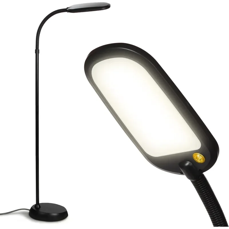 Litespan Slim LED Floor Reading Lamp Tall with Adjustable Gooseneck Dimmable for Living Rooms Offices Bedrooms Black