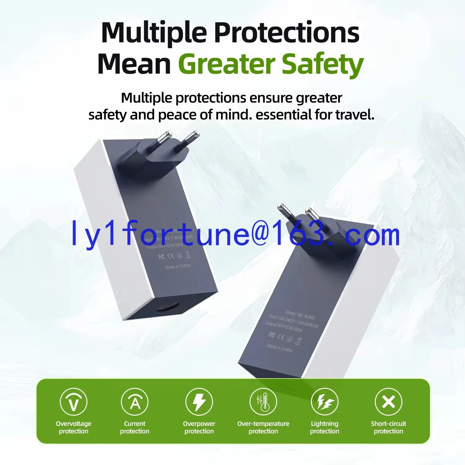 Suitable for Mini Charger AC to DC Power Supply Waterproof Boost 60W Wall Power Adapter