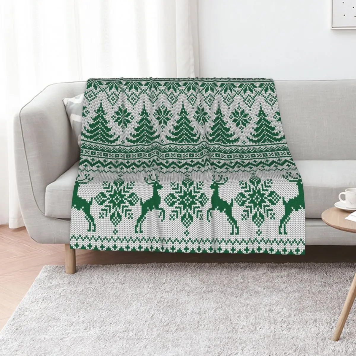 

Christmas Knit White-Green Throw Blanket Luxury Designer For Decorative Sofa blankets ands Sleeping Bag Blankets