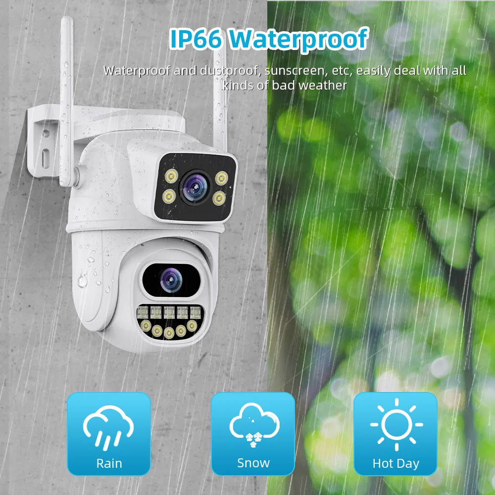 Imagem -03 - Câmera Exterior sem Fio com Lente Dupla Detecção Humana ai Segurança Cctv Câmera ip Aplicativo Icsee Telas Duplas Ptz Wifi 8mp 4k