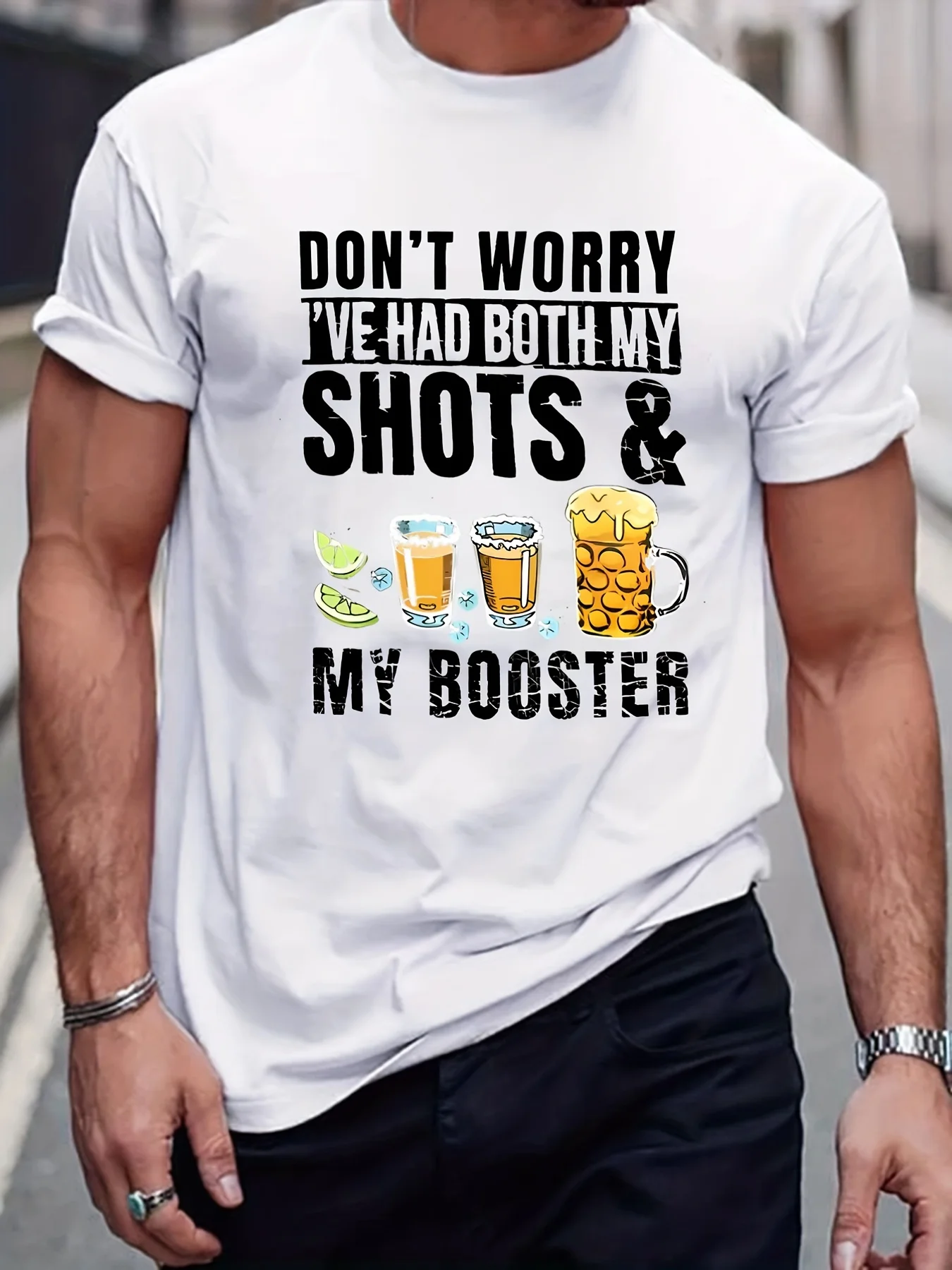 

Mens Drinking Print T-shirt Round Neck Tee Casual Clothing Spring And Summer Fashion Tshirt Round Neck Short Sleeve