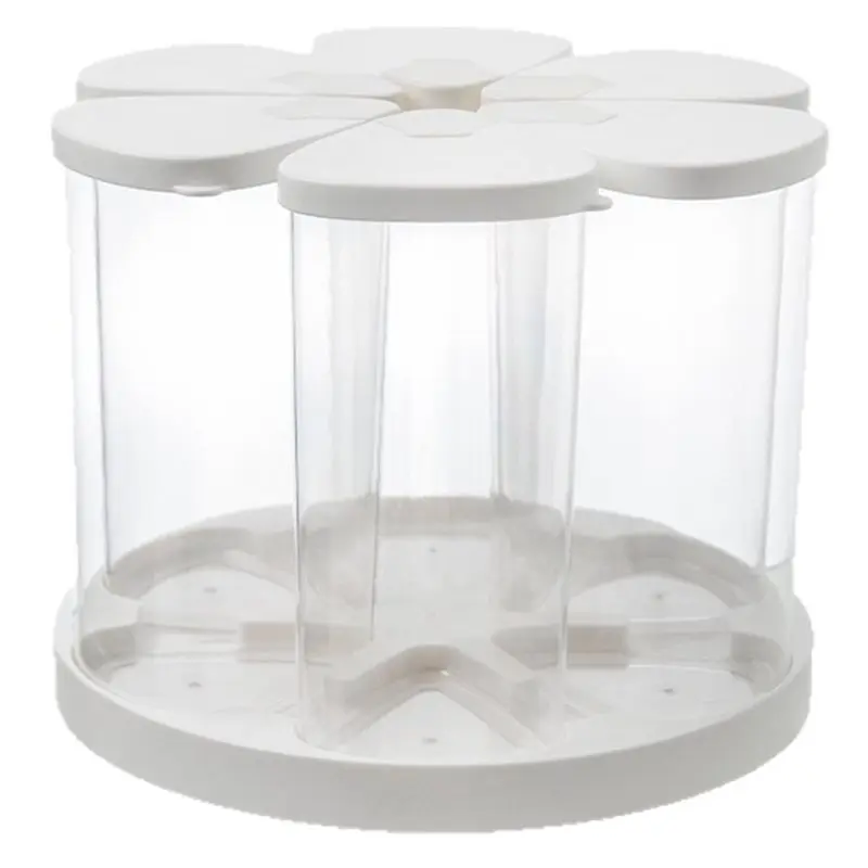 AWAH Rice Dispenser Rotating-Countertop Cereal Dispenser For Pantry-PET Grain Canister Set 6 Grids