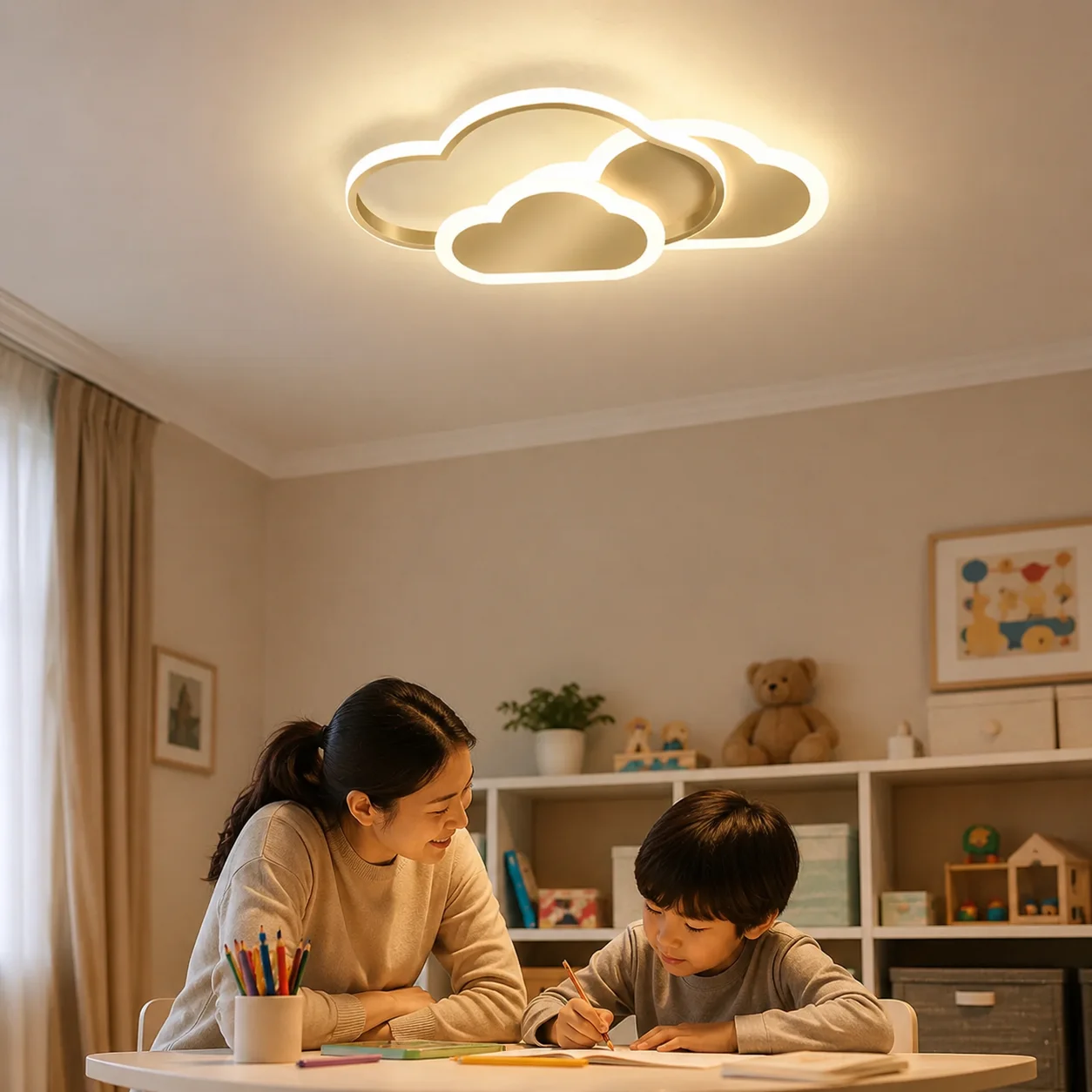 Modern Minimalist Cloud LED Ceiling Light, Warm Romantic Creative Kids Lamp For Boys Girls Bedroom Children Room