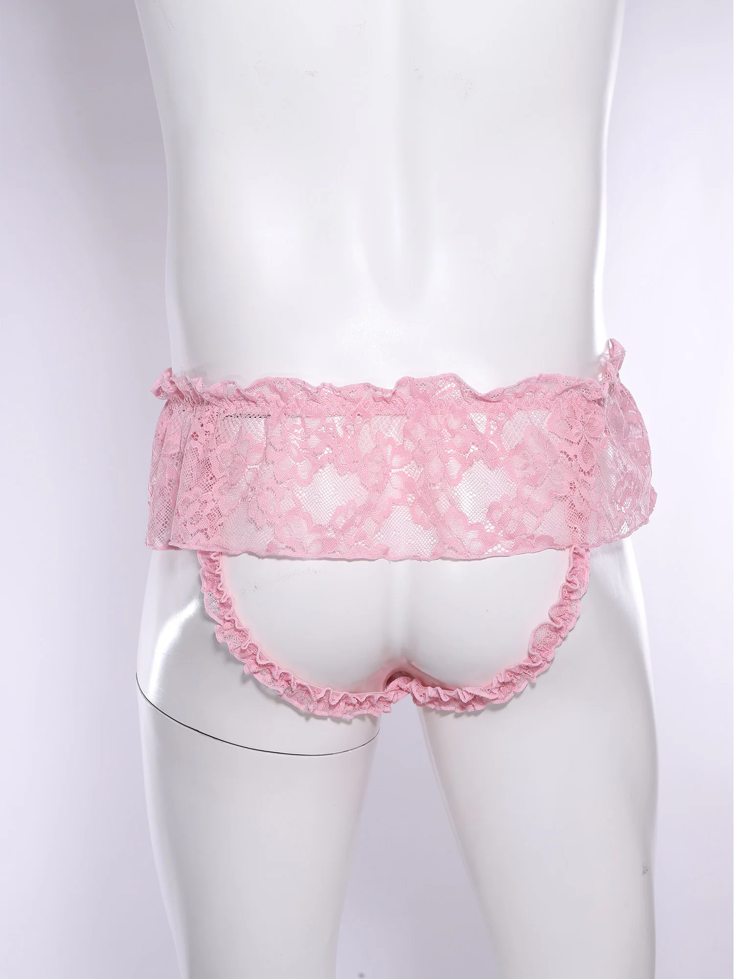 Men's Ruffled Lace Trim Cutout Crotch/Normal Crotch Panties